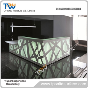 Convex Front Face Design Acrylic Solid Surface Commercial Front Counter