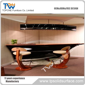 Corian Solid Surface Small Home Boat Shape Design Bar Counter Top with Marble Desk Tops Design