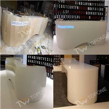 Curved Design High Gloss Corian Acrylic Solid Surface Reception Desk Tops Design for Salon Furniture, Reception Counter with White Artificial Marble Stone Work Tops Design for Sale with Chinese Facotr Curved Design High Gloss Corian Acrylic Solid Surface Reception Desk Tops Design for Salon Furniture, Reception Counter with White Artificial Marble Stone Work Tops Design for Sale with Chinese Facotr