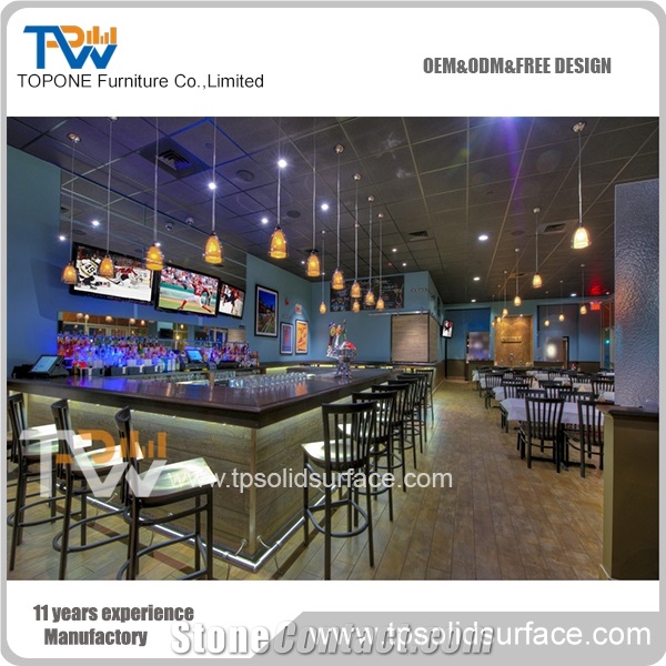 Customized Design Solid Surface Bar,Artificial Marble Stone Bar Counter Selling ,Bar Table Customized Logo for Buyer