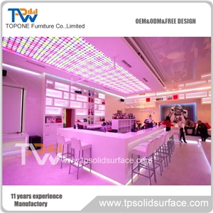 Customized Design Solid Surface Bar,Artificial Marble Stone Bar Counter Selling ,Bar Table Customized Logo for Buyer