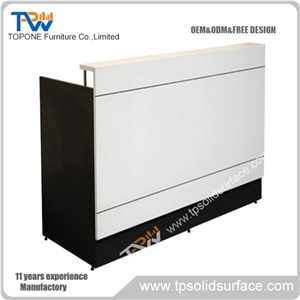 Dreamy Blue Rounded Shape Solid Surface/Artificial Marble Illuminated Reception Desk