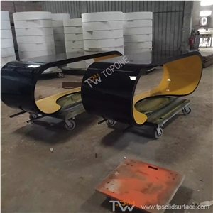 Factory Supply Black Color Wood Lacquer Surface Oval Shape Office Tables Furniture, Custom Design Furniture Manmade Stone Office for Executive Tables