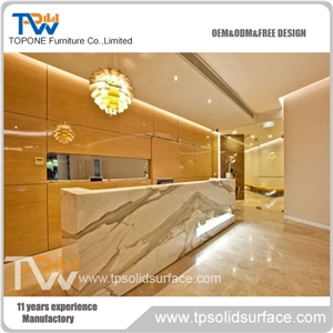 Factory Supply Oem or Odm Ariticial Marble Stone Reception Desk for Office Furniture, Office Manmad Stone Reception Tables Design for Sale