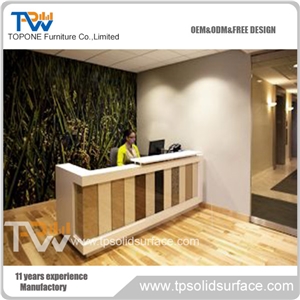 Factotry Price Quartz Table Tops Reception Counter for Office Furnitre, Acrylic Solid Surface Table Tops Reception Desk for Sale