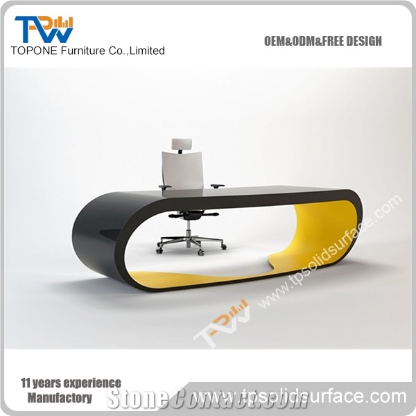 Fashionable Design Black Color Manmade Stone Office Room Furniture Office Table