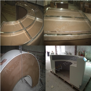 Half Round Design Corian Small Office Design Reception Counter/Cheap China Office Furniture with Table Tops Design