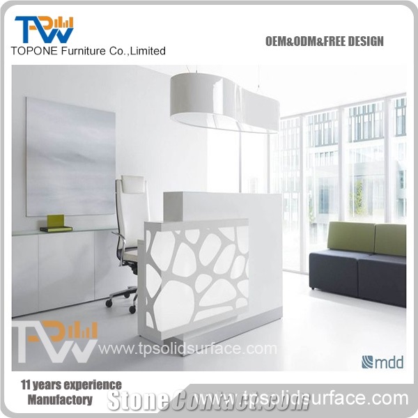 Illuminious Inside Lighting Solid Surface/Man-Made Stone Artificial Marble Front Desk Spa