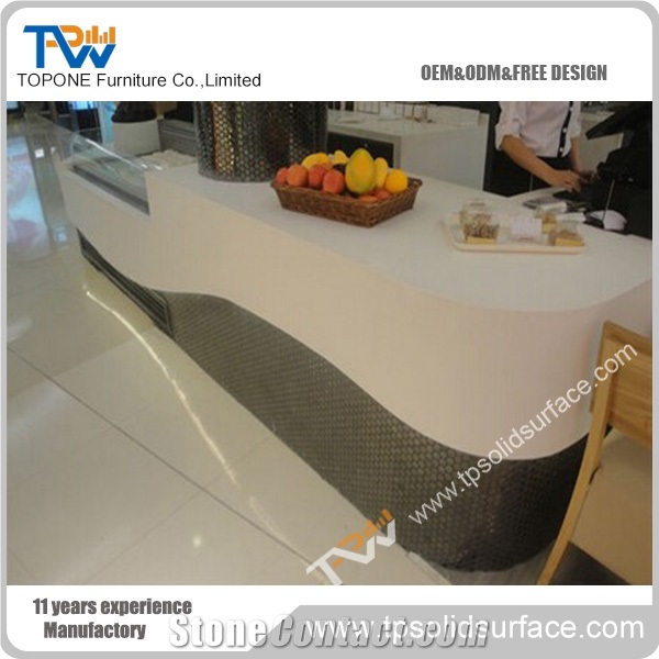 Illuminious Inside Lighting Solid Surface/Man-Made Stone Artificial Marble Front Desk Spa