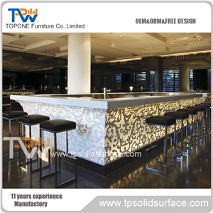 L Shape Acrylic Artificial Marble Stone Juice Bar Counter Tops for Sale