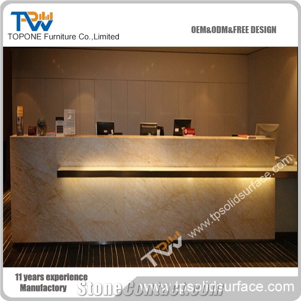 Linear Long Shape Solid Surface/Man-Made Stone Artificial Marble Long Acrylic Computer Desk