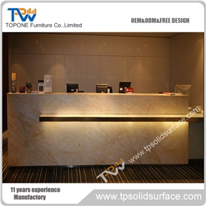 Linear Long Shape Solid Surface/Man-Made Stone Artificial Marble Long Acrylic Computer Desk