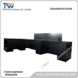 Luminated Bending Shape Acrylic Solid Surface Elegant Salon Stations