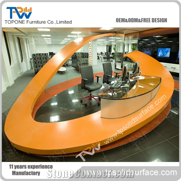 Metal Wood Circle Reception Desk