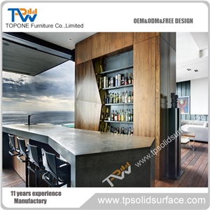 Modern Elegant Solid Surface Top Artificial Marble Stone Bar Counter,Glossy White Bar Counter Design