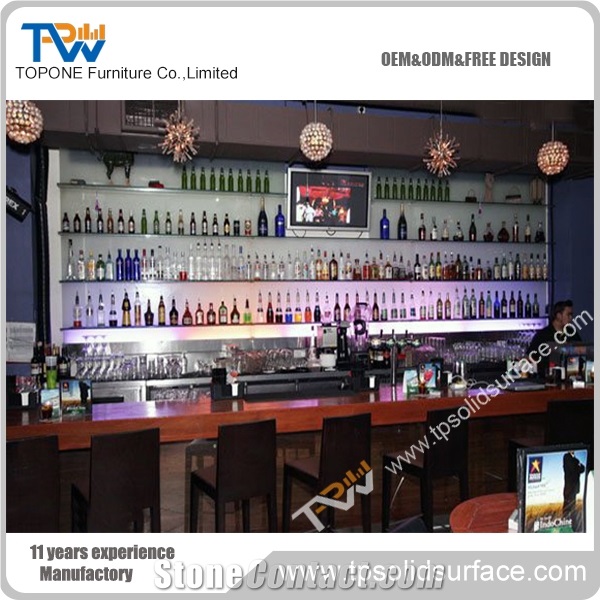 Modern Elegant Solid Surface Top Artificial Marble Stone Bar Counter,Glossy White Bar Counter Design