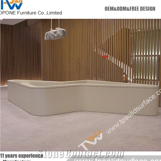 Most Popular Linear Shape Solid Surface/Man-Made Stone White Acrylic Reception Desk