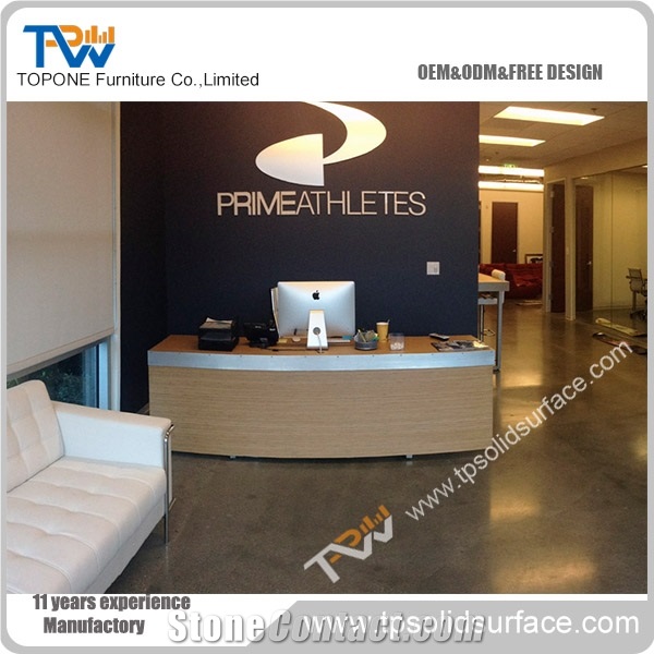 Most Popular Linear Shape Solid Surface/Man-Made Stone White Acrylic Reception Desk