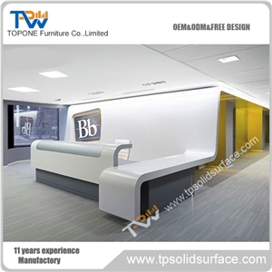 Oem Factory Manufacture Acrylic Solid Surface Reception Table, Oem Reception Desk for Office Furniture