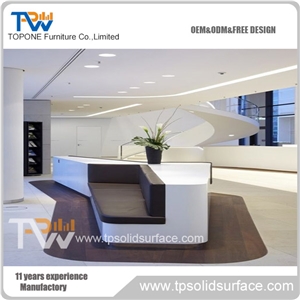 Oem Factory Manufacture Acrylic Solid Surface Reception Table, Oem Reception Desk for Office Furniture