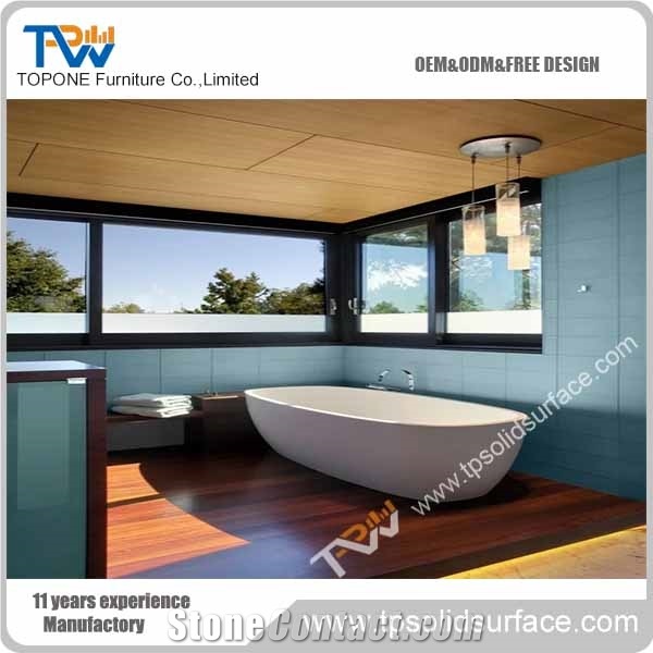 Oem White Free Standing Corian Acrylic Solid Surface Resin Bath Tub, Artificial Marble Cast Stone Bathtubs with Facotry Price and High Gloss Surface