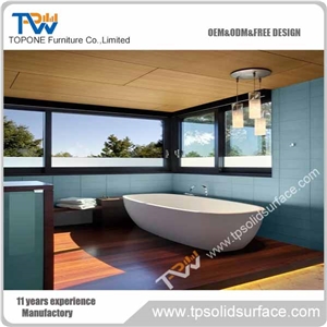 Oem White Free Standing Corian Acrylic Solid Surface Resin Bath Tub, Artificial Marble Cast Stone Bathtubs with Facotry Price and High Gloss Surface