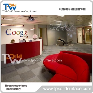 Office Furniture Custom Design Corian Solid Surface White Reception Counter