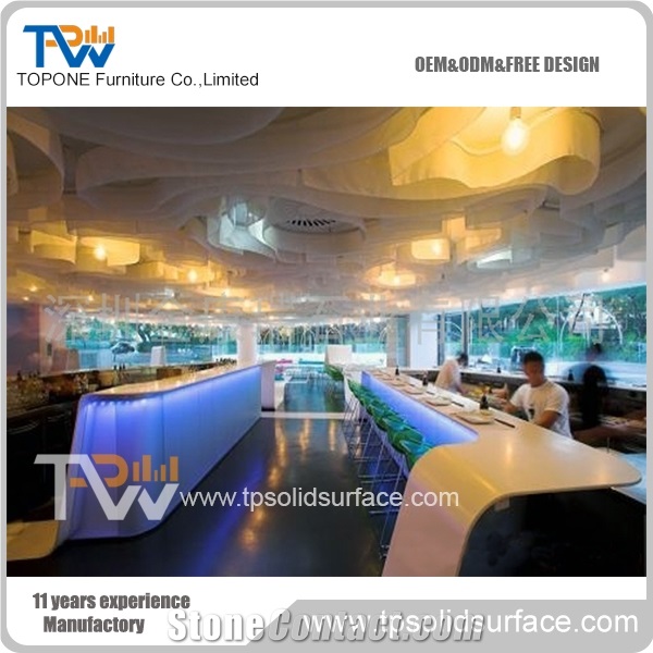 Popular Acrylic Solid Surface Led Light Wine Bar Counter Table Furniture