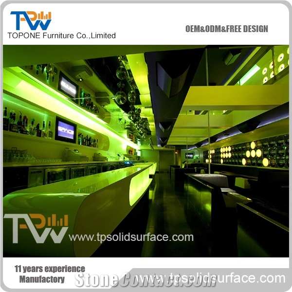 Popular Acrylic Solid Surface Led Light Wine Bar Counter Table Furniture
