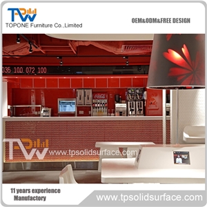 Solid Surface Customer Artificial Marble Bright Glass Bar Counter Outdoor