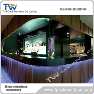 Solid Surface Customer Artificial Marble Bright Glass Bar Counter Outdoor