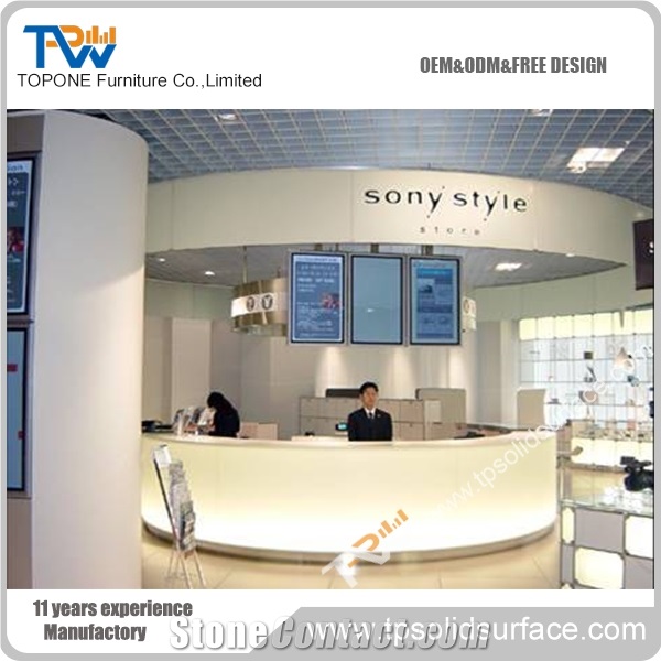 Solid Surface Led Light Round Reception Desk for Hotel