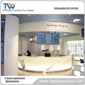 Solid Surface Led Light Round Reception Desk for Hotel