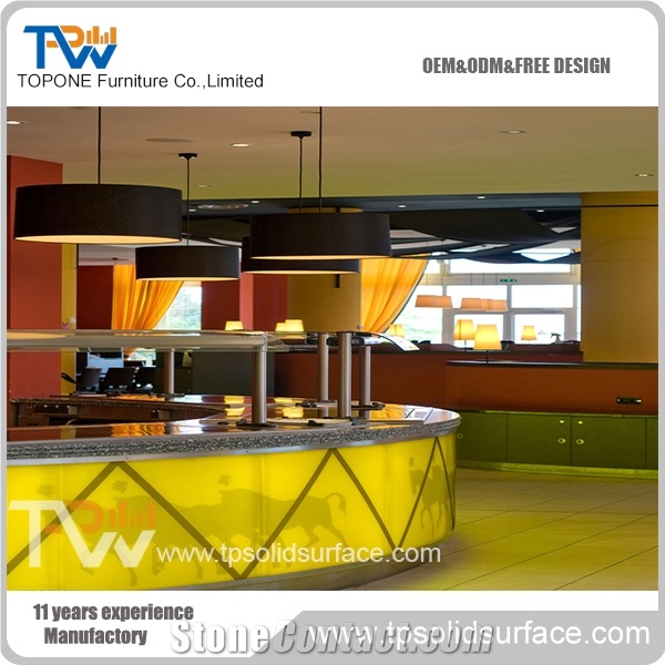 Solid Surface Restaurant Tea Balck Stone Wine Bar Counter