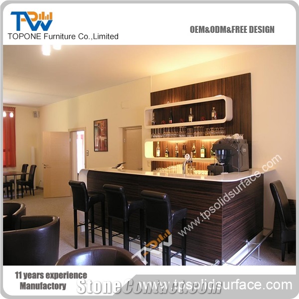 Solid Surface Restaurant Tea Balck Stone Wine Bar Counter