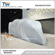Special Design Corian Acrylic Solid Surface Reception Desk with White Artificial Marble Stone Worktops, White Marble Stone Reception Desk for Office or Salon, Manmade Stone White Marble Stone Table To