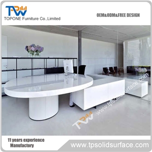 Special Design Solid Surface Manmade Stone Reception Desk for Office Furniture