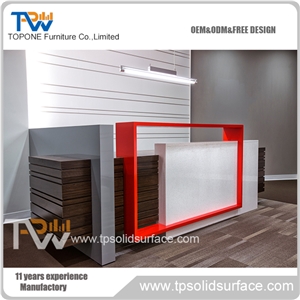 Special Design Solid Surface Manmade Stone Reception Desk for Office Furniture