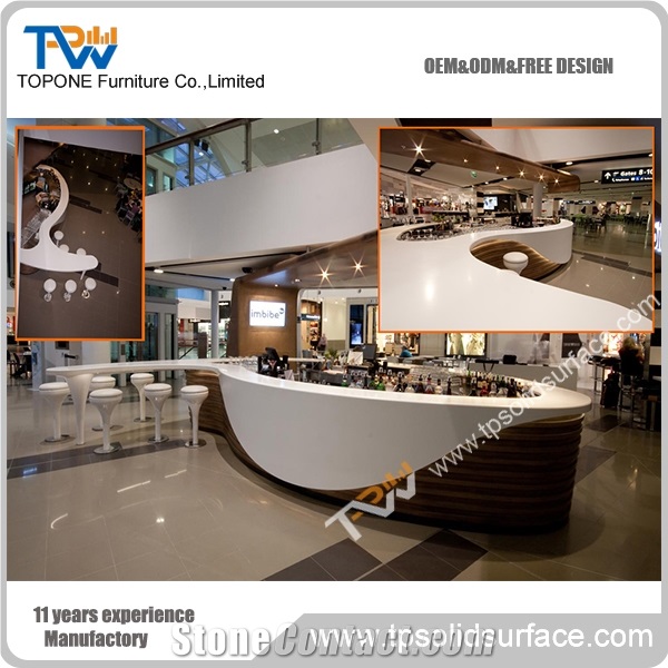 Special Design White Artificial Marble Stone Bar Desk, Manmade Stone Bar Counter for Commercial Furniture