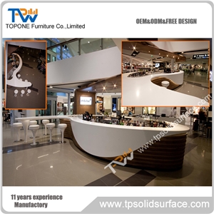 Special Design White Artificial Marble Stone Bar Desk, Manmade Stone Bar Counter for Commercial Furniture