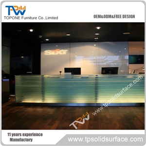 Streamline Style Design Solid Surface/Man-Made Stone Artificial Marble Hotel Front Counter