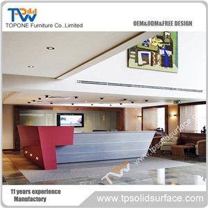 Streamline Style Design Solid Surface/Man-Made Stone Artificial Marble Hotel Front Counter