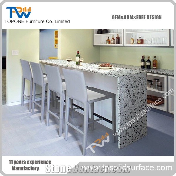 White Artificial Marble Mini Bar Counter Design