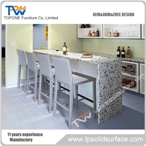 White Artificial Marble Mini Bar Counter Design