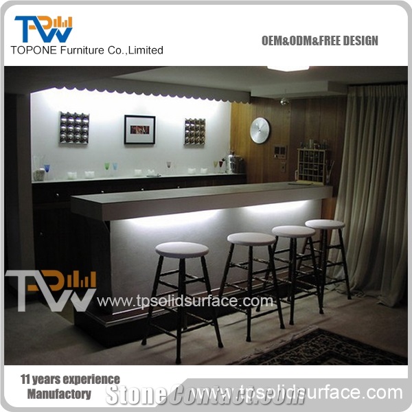 White Artificial Marble Mini Bar Counter Design
