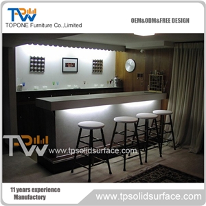 White Artificial Marble Mini Bar Counter Design