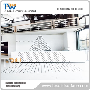 White Color Solid Surface Straight Reception Desk for Office Furniture with Quartz Stone Table Tops Design at Facotry Price