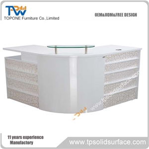 White Round Office Stone Reception Desk Reception Counter Unique