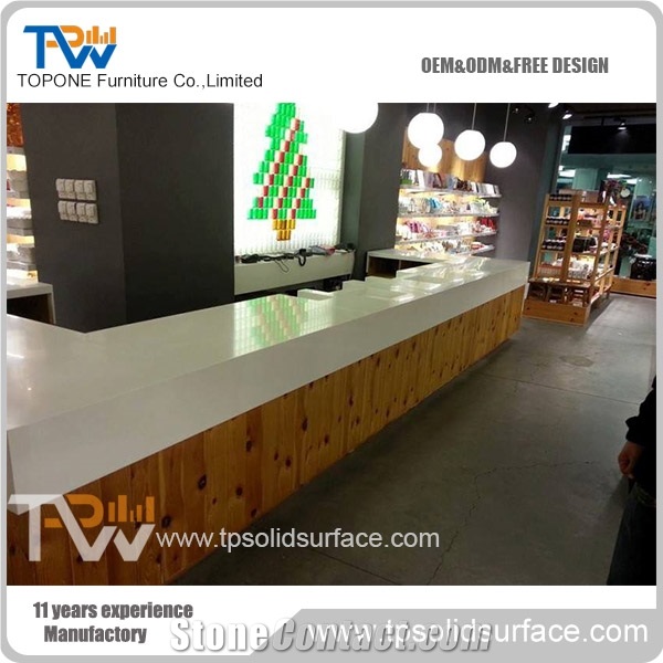 White Round Office Stone Reception Desk Reception Counter Unique