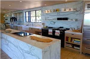 Calacatta Delicato Marble Residental Project Kitchen Countertop Installation Calacatta Delicato Marble Residental Project Kitchen Countertop Installation